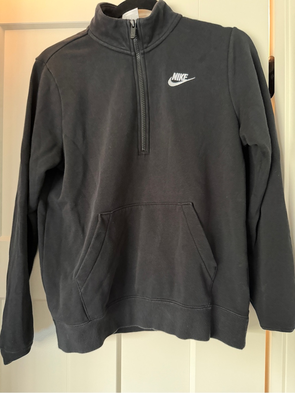 Nike Black Half-Zip Pullover Hoodie with White Swoosh